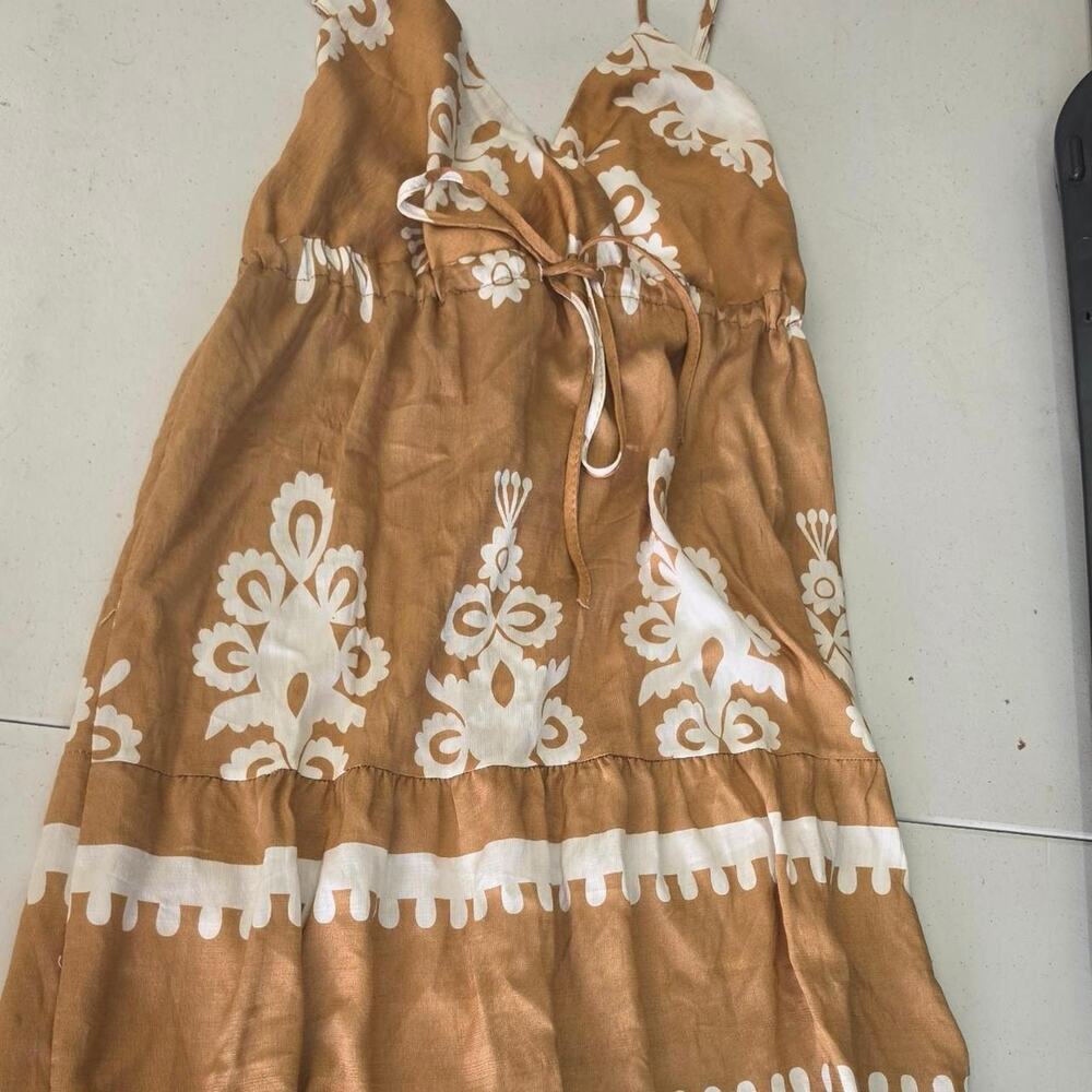 Brown and white floral print